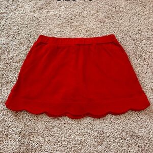 Red Scalloped Kids Skort